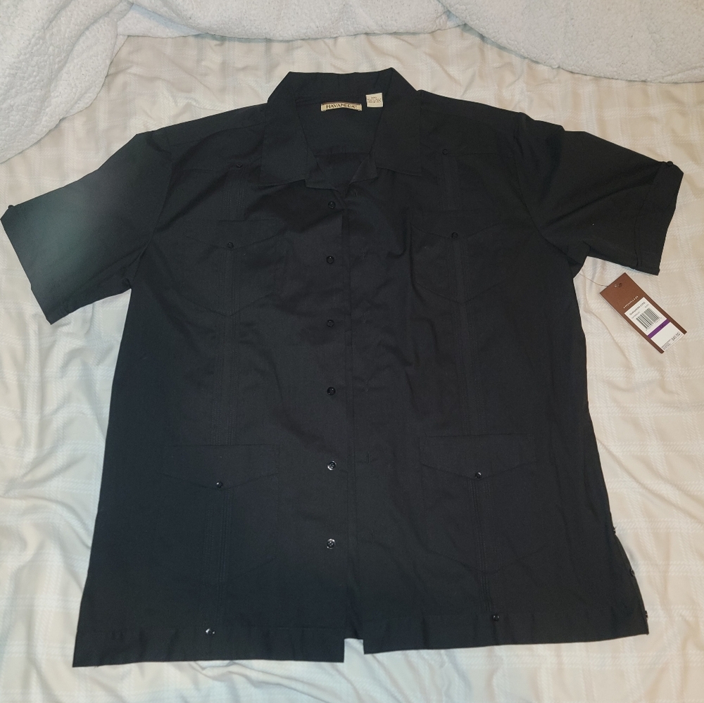 Men's Havanera Black Short Sleeve Button-up Shirt